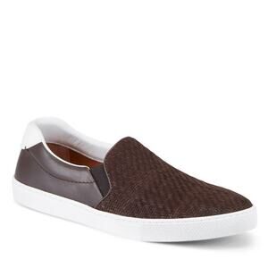 Zegna Leonardo SlipOn Shoes. Brown Woven Leather. Size 11.5